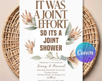Minimalist Beer Joint Baby Shower Invitation | Coed BabyQ Editable Template | Digital Download | Modern Couples Shower Printable