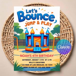 Bounce House Birthday Invitation | Editable Digital Download | Printable Jump Party Invite | Bouncy Castle Theme | Instant Download