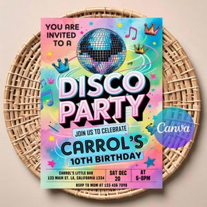 Disco Birthday Invitation | Editable Digital Download | Printable 70s Dance Party Invite | Retro Disco Ball Theme | Instant Download