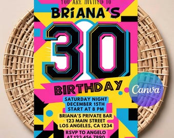 90s Birthday Invitation for Adults | Editable Digital Download | Printable Retro Party Invite | Back to the 90s Theme | Instant Download