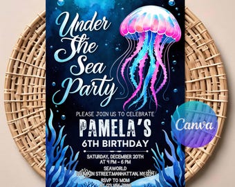Under the Sea Birthday Invitation for Kids | Editable Digital Download | Printable Ocean Party Invite | Sea Creatures Theme Card