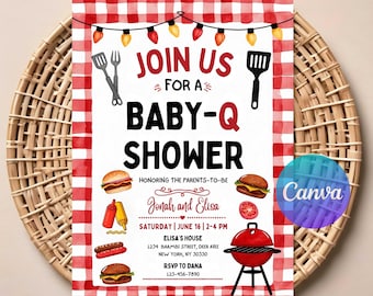 BBQ Baby Shower Invitation | Grill & Chill Theme | Editable Digital Template | Printable baby Shower Invitation | Boy or Girl Shower | Canva