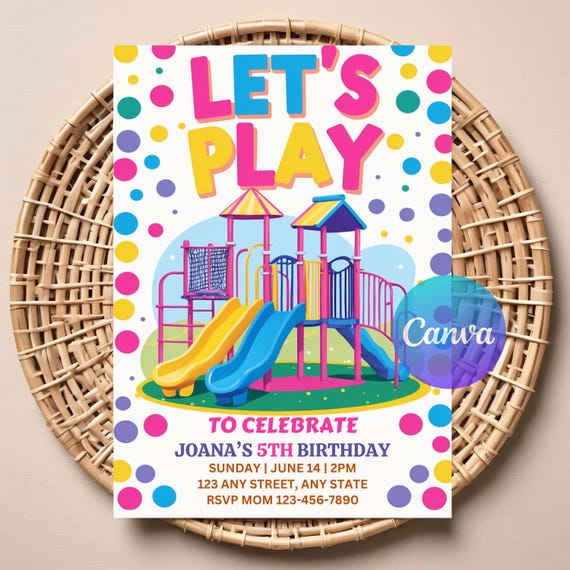 Editable Playground Themed Birthday Invitation, Playground Birthday Party Invitation, Kids Birthday Invitation, Playground Party Invitation