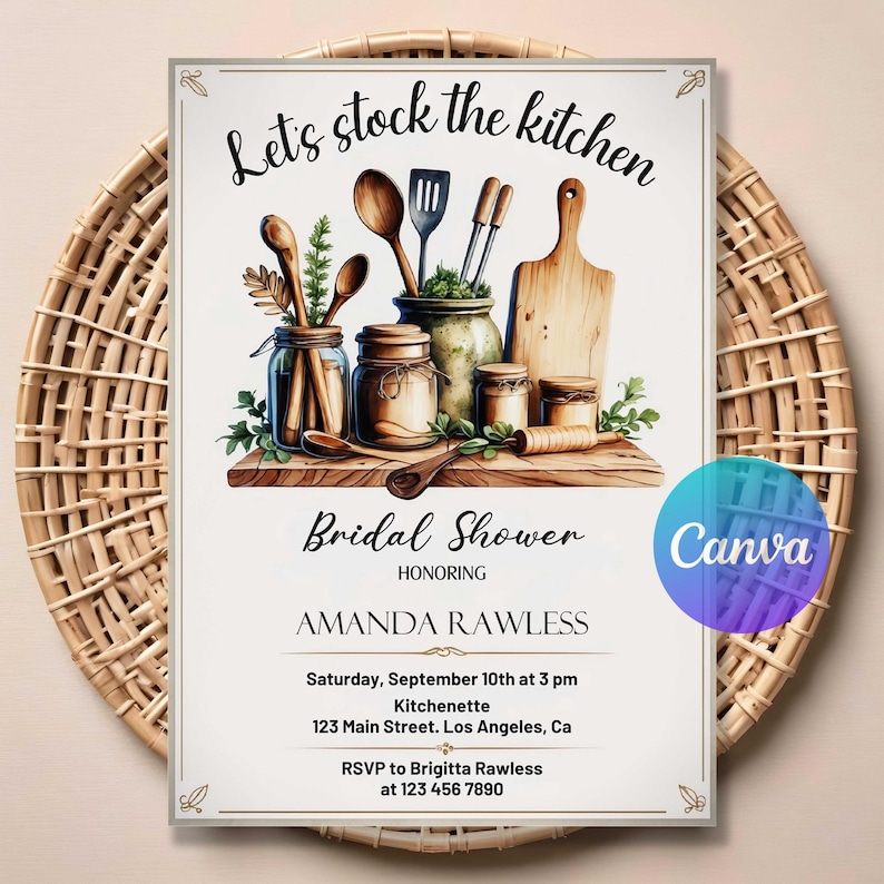 Let’s Stock the Kitchen Bridal Shower Invitation | Editable Cooking ...