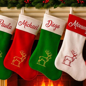 2025 Embroidered Christmas Stocking, Custom Family Stocking, Personalized Stocking with Name,Holiday Gifts Stockings,Christmas Family Gifts