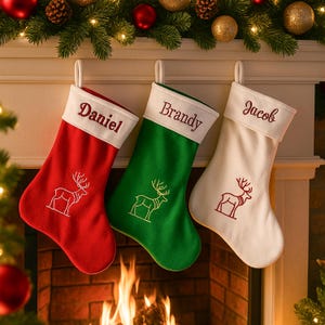 Embroidered Christmas Stocking, Personalized Family Christmas Stockings,Custom Stockings With Name,Monogrammed Stocking,Holiday Decor Gift