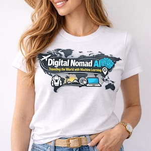 T-shirt nomade numérique AI Fashion | Chemise de voyage pour machine learning, cadeau pour data scientist
