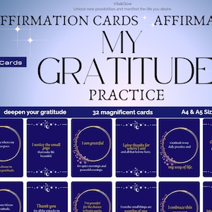 Cartes de gratitude, amour de soi, cartes de soins personnels, imprimables, tableau de visualisation, affirmations numériques à télécharger, cartes d'affirmations positives, pleine conscience