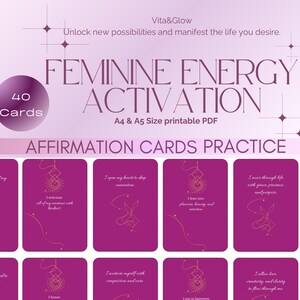 Activación de la energía femenina, Tarjetas de afirmación, Amor propio, Divinidad femenina, Diosa, Mujer de alto valor, Confianza, Intuición de la feminidad