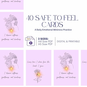 Tarjetas de afirmación de autoestima, tarjetas de mentalidad, salud mental, descarga digital
