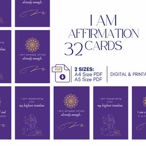 Tarjetas de afirmación "YO SOY", autoestima y mentalidad, descarga digital
