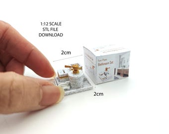 Botella de jabón y cajas de algodón abatibles a escala 1:12 para baño, aseo de casa de muñecas, decoración de casa de muñecas, limpieza facial femenina, mini impresión 3D