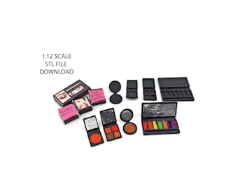 1:12 Make up cosmetic set, cosmetic, doll bed room, doll fashion , decoration, clay make up, foundation, eye shadow,  blusher, 3d print mini