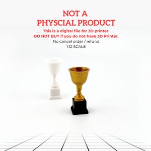 1:12 Gyllene Trofé STL — Miniatyrprisbägare för dockhusuppvisningar (Omedelbar nedladdning av 3D-utskrift)