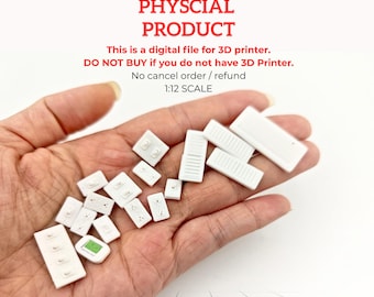 1:12 Light Switch, Air Vent & Power Plug Set — Dollhouse 3D Print STL Files (Instant Digital Download)