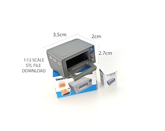 1:12 Scale Toaster Oven 3D Printing STL File with Box (Digital Download)