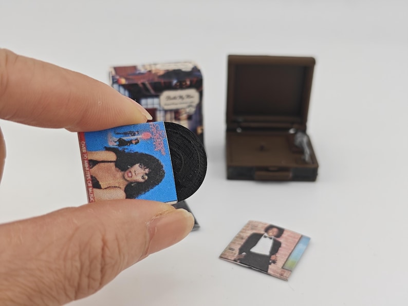 Miniature printed CD covers and cases for 1:12 dollhouse diorama display