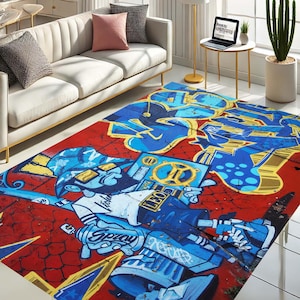 Graffiti Urban Street Carpet, Hip Hop Floor Mat, Street Art Decor, Modern Urban Style, Youth Room Rug, Spray Paint Design