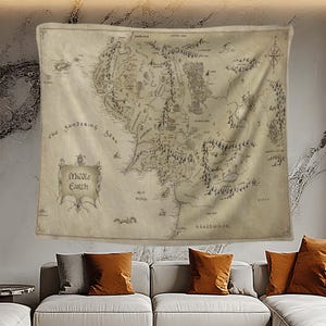 Mittelerde Karte Wandbehang, Herr der Ringe Wandbehang, Mittelerde Karte, Poster, Geschenk, Geek Raum Dekoration