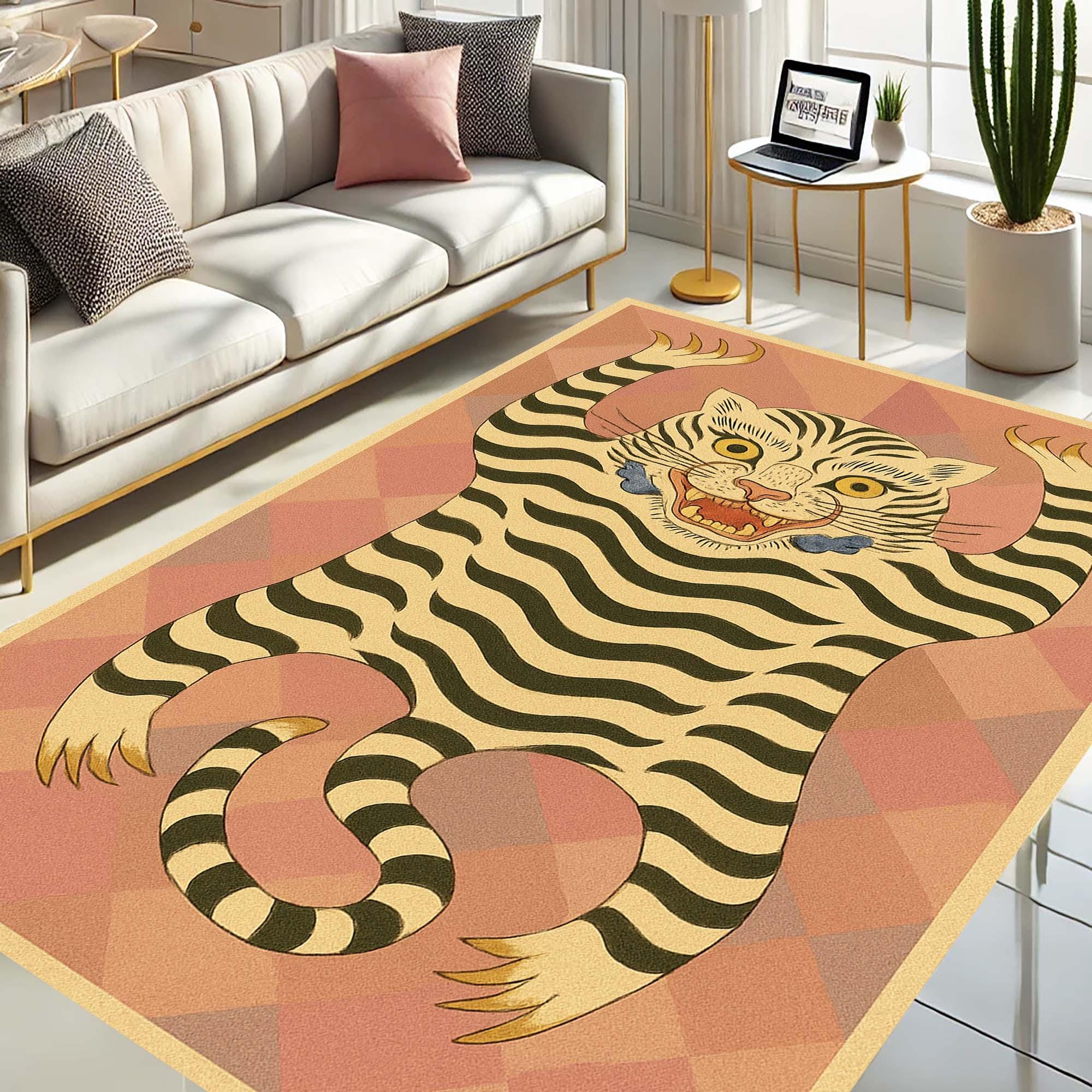 Tiger Rug, Maximalist Decor, Oriental Tiger, Retro Animal Rug