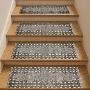 Tribal Stair Treads, Geometric Stair Mat, Modern Boho Stair Carpet, Nordic Stair Runner, Non Slip Rug For Stairs, Minimalist Home Decor