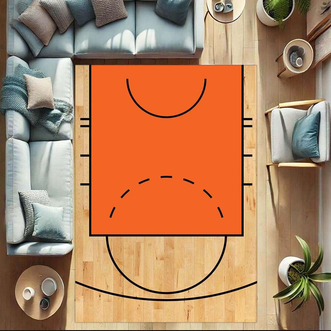 Basketball Court Rug, Sports Decor, Kids Room Rug, Basketball Lover ...