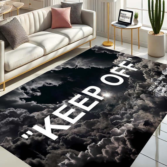 Keep Off Inspired Rug, Cloud Design, Modern Art, Statement Piece, Unique Decor, Living Room Rug, Bold Style, Luxury Carpet, Artistic Design