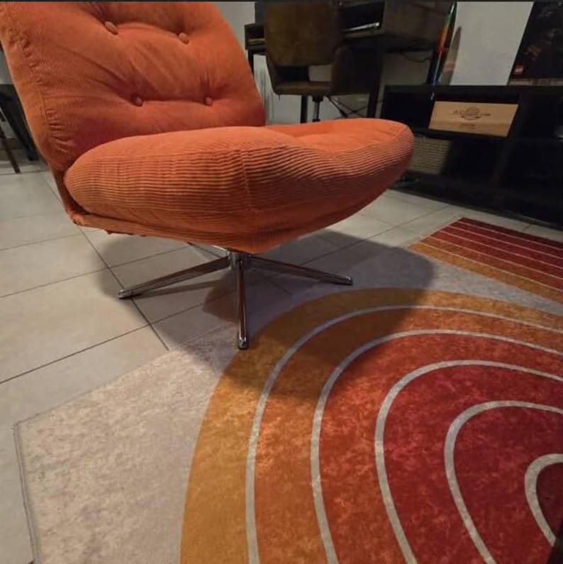 Retro Area Rug, Modern Floor Mat, Colorful Carpet, Abstract Rug, Geometric Mat, Bold Home Decor, Living Room Rug, Mid Century Style image 5