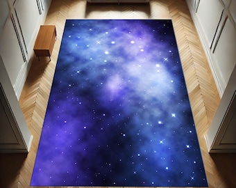 Galaxy Area Rug, Space Carpet, Cosmic Star Rug, Nebula Design Floor Mat, Universe Inspired, Teen Room Rug, Celestial Dreamy Night Sky Rug