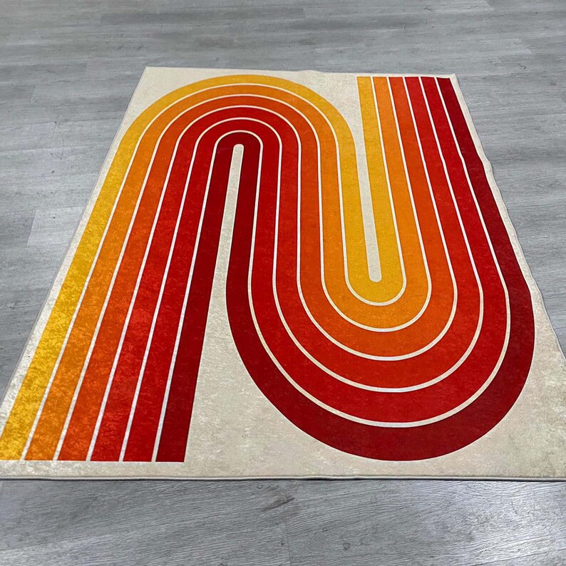Retro Area Rug, Modern Floor Mat, Colorful Carpet, Abstract Rug, Geometric Mat, Bold Home Decor, Living Room Rug, Mid Century Style image 6