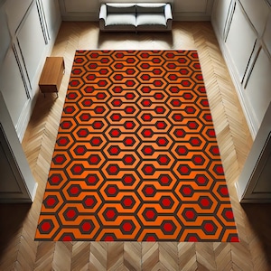 The Shining Rug, Horror Movie Rug, Overlook Hotel Rug, Retro Rug, Film Inspired Rug, Hexagon Pattern Rug, Movie Room Decor, Scary Movie Mat