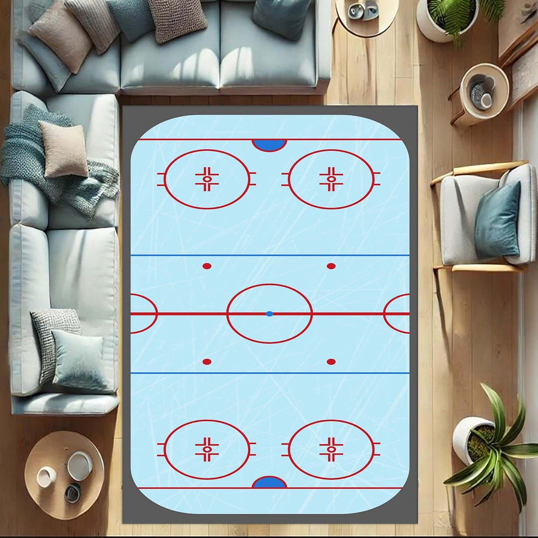 Ice Hockey Rug, Sports Theme, Rink Design, Perfect for Fans, Modern ...