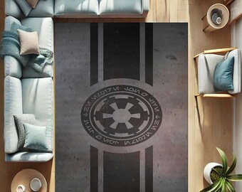 Imperial Logo Rug, Star Wars-Inspired Rug, Galactic Empire Design Carpet, Sci-Fi, Star Wars Fan Rug, Modern Area Rug, Unique Star Wars Gift
