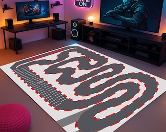 Race Track Rug, Kids Play Rug, Gamer Room Rug, Gaming Decor, Racing Track Mat, Playroom Race Rug, Car Track Rug, Game Zone Rug, Racing Rug