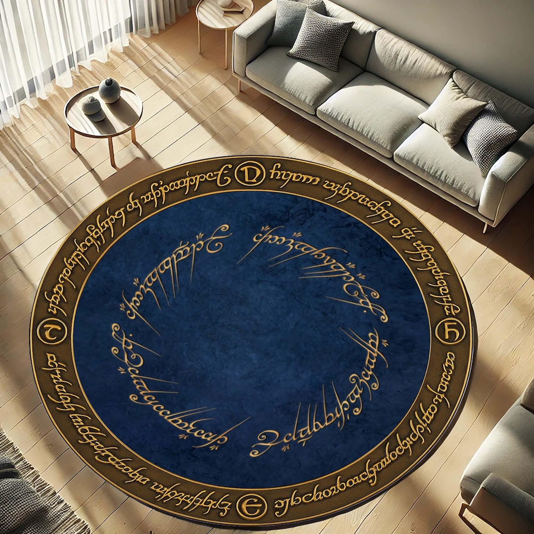 Lord of the Ring Elvish Circle Rug, Blue Magic Carpet, LOTR Decor Mat ...