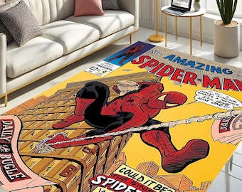 Spider-Man Rug, Comics Decor, Superhero Carpet,Amazing Spider-Man, Comic Book Art,Hero Inspired Rug, Vintage Comic Style, Pop Culture Rugs