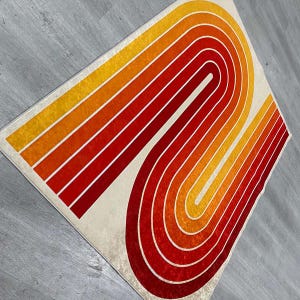 Retro Area Rug, Modern Floor Mat, Colorful Carpet, Abstract Rug, Geometric Mat, Bold Home Decor, Living Room Rug, Mid Century Style image 9