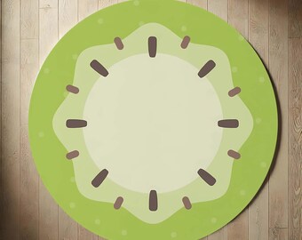 Kiwi Rug, Fruit Shaped, Cute Kitchen Decor, Kids Playroom Rug, Fun Food Themed Rug, Vibrant Decor, Summer Aesthetic Mat, Fresh Kiwi Design