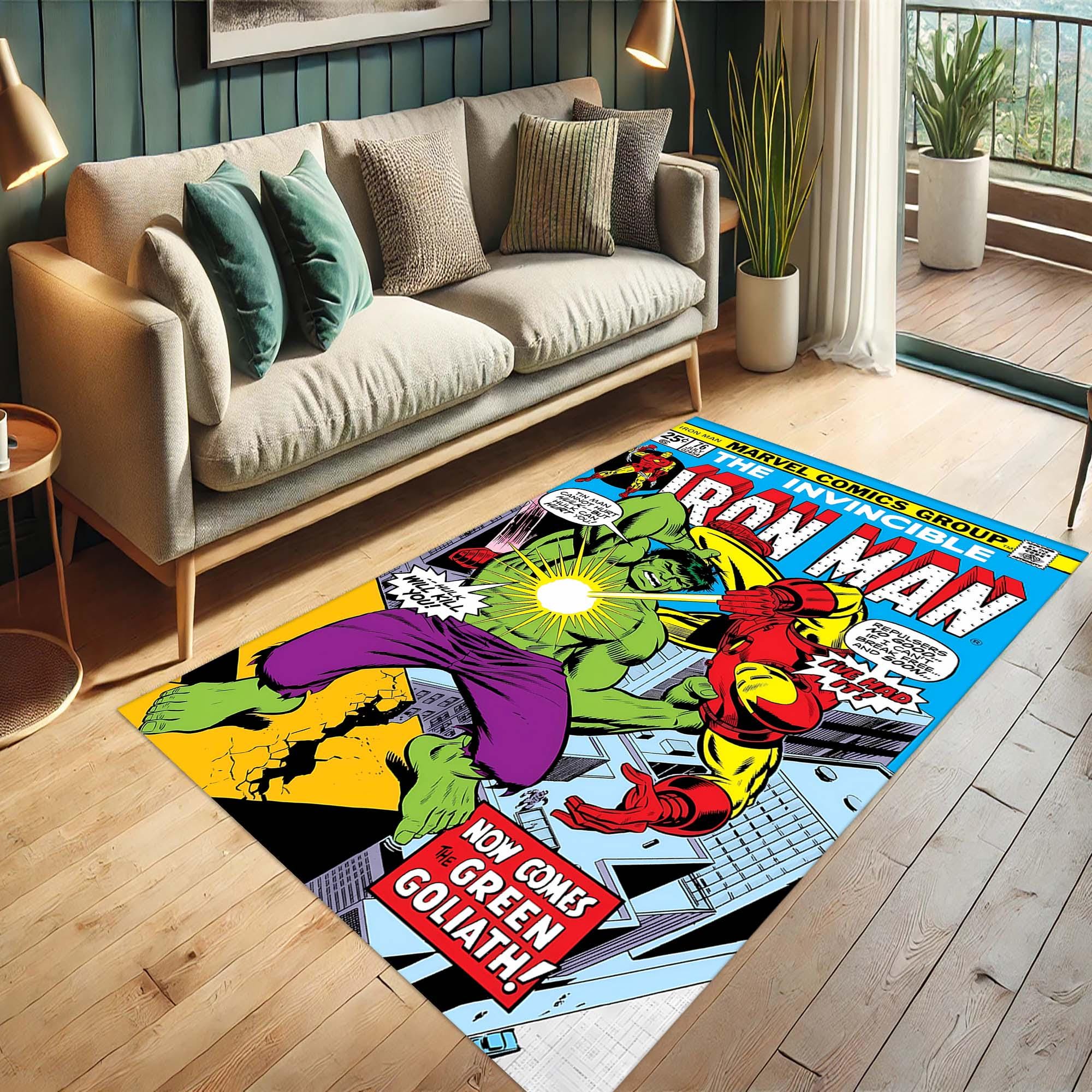 Invincible Custom Rug Iron Man Vs Hulk Rug, Superhero Comic Book Cover Design, the Invincible ...