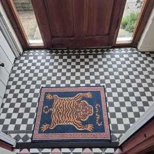 Tiger Rug, Tibetan Rug, Boho Floor Mat, Oriental Carpet, Tiger Art Zen Rug, Asian Decor, Sacred Beast Rug, Woven Tiger Mat, Mythical Rug image 10