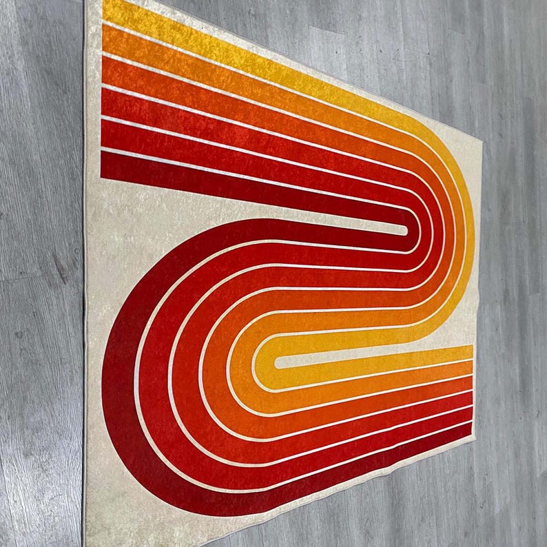 Retro Area Rug, Modern Floor Mat, Colorful Carpet, Abstract Rug, Geometric Mat, Bold Home Decor, Living Room Rug, Mid Century Style image 7