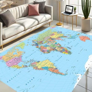 Weltkarte, Lernteppich, Lernteppich, Geographische Karte, Umgedrehte Karte, Geographische Karte, Modernes Kartendesign