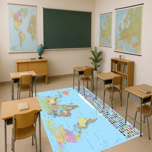 Tapis carte du monde, tapis carte pour enfants, tapis éducatif, tapis d'apprentissage, tapis de drapeau, tapis de géographie, tapis de salle de classe, tapis pour enfants colorés, tapis de jeu pour tout-petits