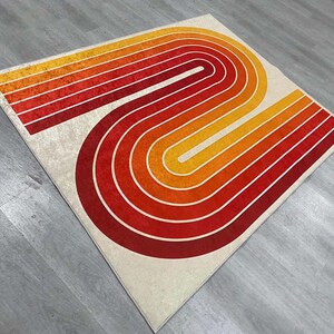 Retro Area Rug, Modern Floor Mat, Colorful Carpet, Abstract Rug, Geometric Mat, Bold Home Decor, Living Room Rug, Mid Century Style image 8