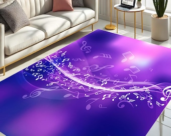 Music Note Rug, Musical Area Rug, Music Lover Gift, Colorful Music Carpet, Teen Room Rug, Music Teacher Decor, Vibrant Music Theme Rug