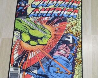Captain America Vintage Comic Rug, SuperHero Comics Group Design, Retro Comic Book Cover, Hulk and Captain America, Iconic Superhero Carpet