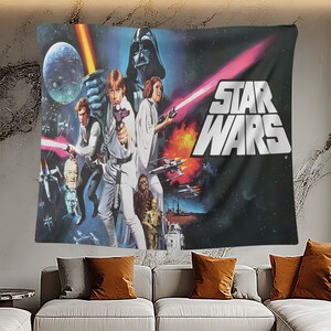 Star Wars Tapestry, Sci-Fi Wall Hanging, Movie Poster Tapestry, Jedi Room Decor, Galactic Empire Wall Art, Classic Star Wars Merchandise
