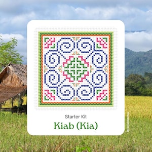 Hmong Cross Stitch Kit: Paj Ntaub Embroidery