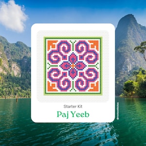 Hmong Cross Stitch Kit: Paj Ntaub Embroidery