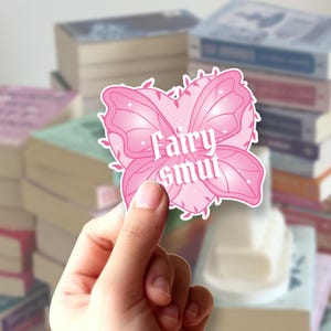 Sticker Fairy Smut, Pink Heart Wings vinyl decal, fantasy romantiek leesgrage Kindle Art